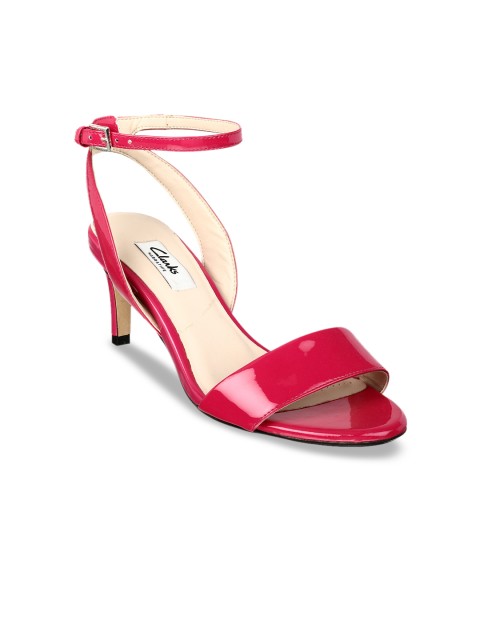 

Clarks Women Pink Solid Leather Heels