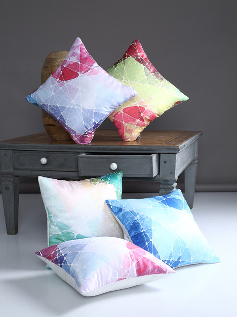 

Alina decor Set of 5 Geometric Square Cushion Covers, Multi