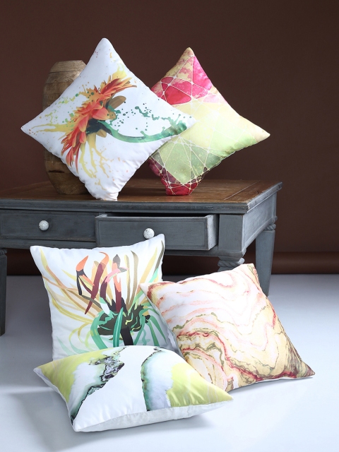 

Alina decor Multicoloured Set of 5 Abstract Square Cushion Covers, Multi