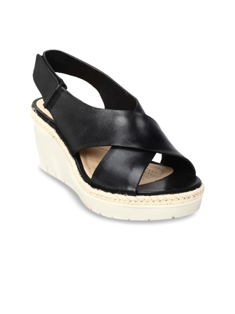

Clarks Women Black Solid Leather Sandals