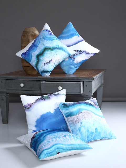 

Alina decor Blue Set of 5 Abstract Square Cushion Covers