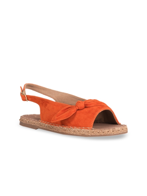 

Kraft Cellar Women Orange Solid Synthetic Suede Open Toe Flats