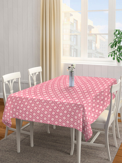 

NEUDIS Red & White Printed Rectangular 6-Seater Table Cover