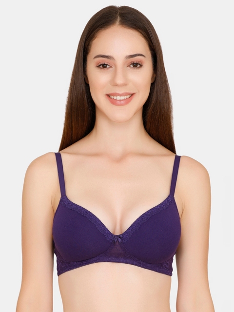 

Zivame Purple Solid Non-Wired Lightly Padded T-shirt Bra ZI1662FASHJPURP
