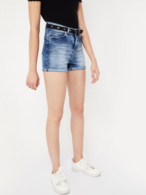 

Ginger by Lifestyle Women Blue Washed Regular Fit Denim Shorts