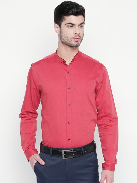 RICHARD PARKER by Pantaloons Men Coral Slim Fit Solid Party Shirt