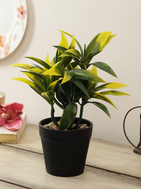 

House Of Accessories Yellow & Green Artificial Plant With Pot