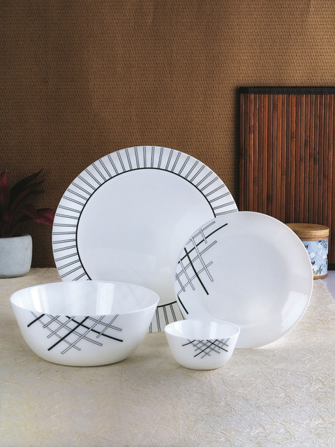 

Cello White & Black 20-Pieces Printed Ceramic Dinner Set Set