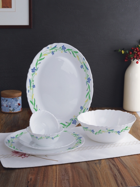 

Cello White & Green 21-Pieces Printed Ceramic Dinner Set