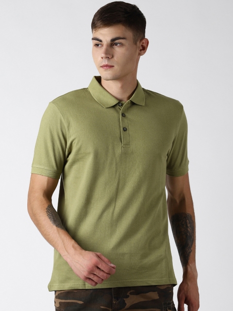 

Blue Saint Men Olive Green Solid Polo Collar T-shirt