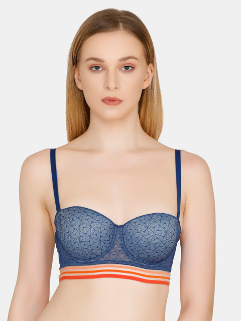 

Zivame Blue Printed Underwired Lightly Padded T-shirt Bra ZI1816FASHABLUE