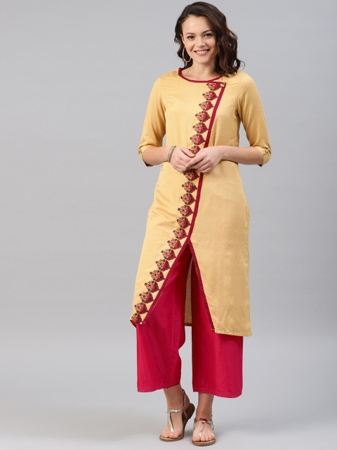 

Alena Women Beige & Red Solid Straight Kurta
