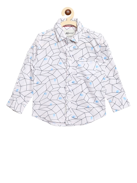 

Aj DEZInES Boys White & Black Regular Fit Printed Party Shirt