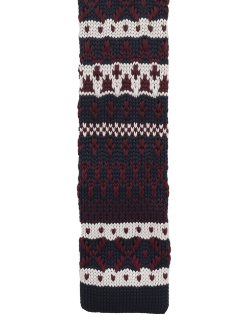 

The Tie Hub Maroon & Blue Woven Design Skinny Tie