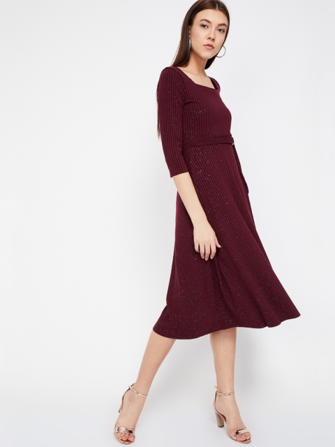 

CODE by Lifestyle Women Burgundy Fit and Flare Dress
