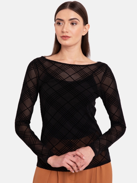 

Kazo Women Black Checked Top