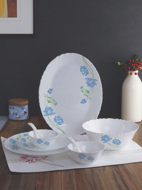 

Cello White & Blue 33-Pieces Printed Ceramic Dinner Set