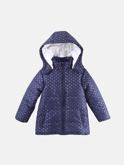 

Beebay Girls Navy Blue Printed Hooded Jacket