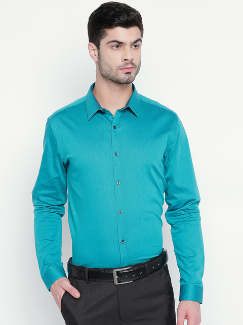 

RICHARD PARKER by Pantaloons Men Teal Slim Fit Solid Party Shirt