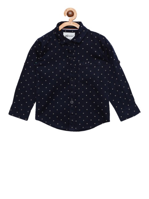 

Aj DEZInES Boys Blue Regular Fit Printed Casual Shirt
