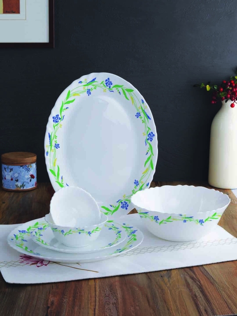 

Cello White & Green 27-Pieces Printed Ceramic Dinner Set