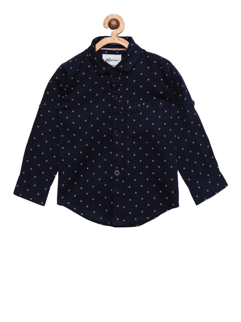 

Aj DEZInES Boys Blue Regular Fit Printed Casual Shirt