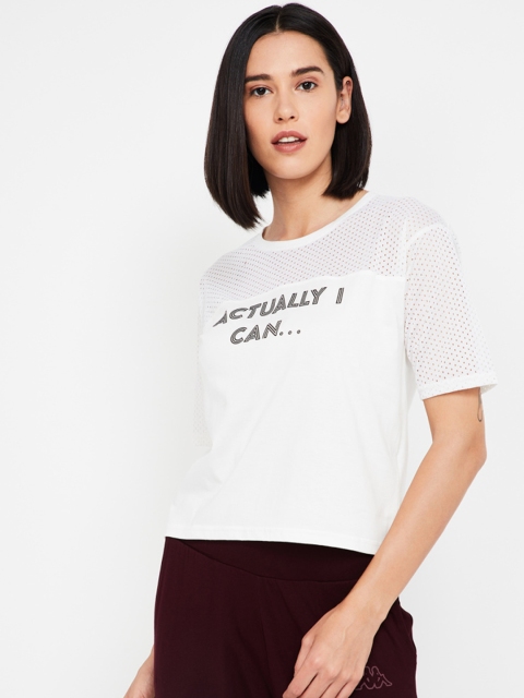 

Kappa Women White Printed Round Neck T-shirt