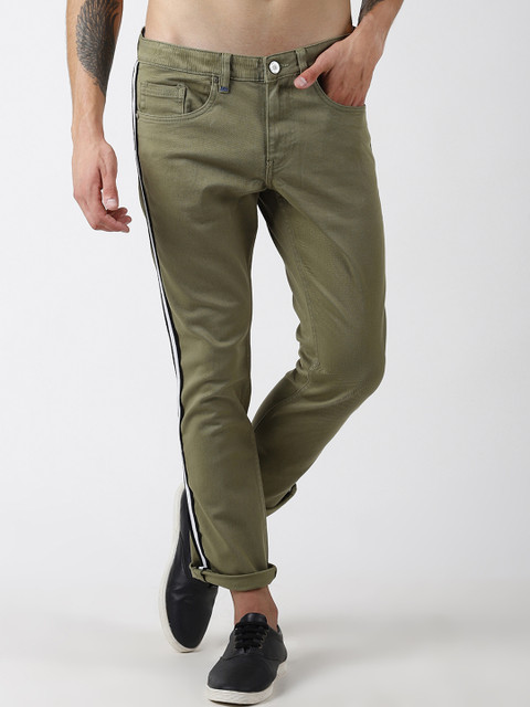 

Blue Saint Men Olive Green Slim Fit Mid-Rise Clean Look Jeans