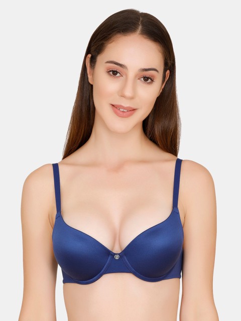 

Zivame Blue Solid Underwired Lightly Padded Push-Up Bra ZI1778COREABLUE