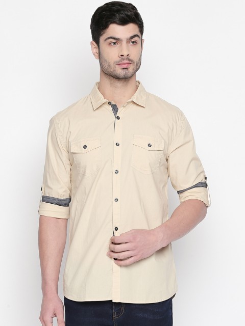 

L.A. SEVEN Men Beige Slim Fit Solid Casual Shirt
