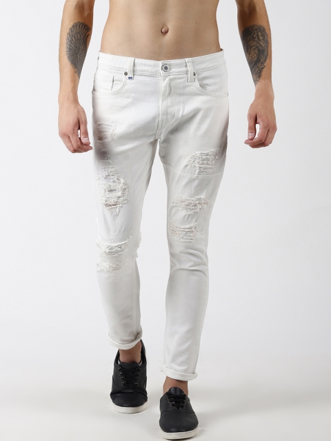 

Blue Saint Men White Slim Fit Mid-Rise Mildly Distressed Jeans