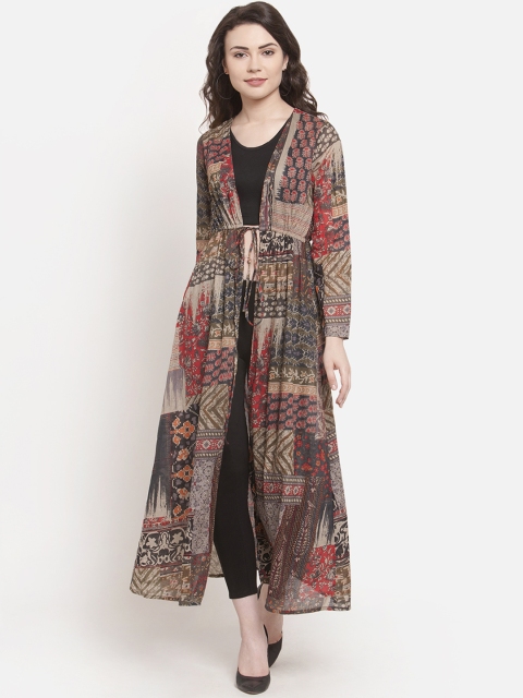 

Martini Women Brown & Red Printed Tie-Up Shrug