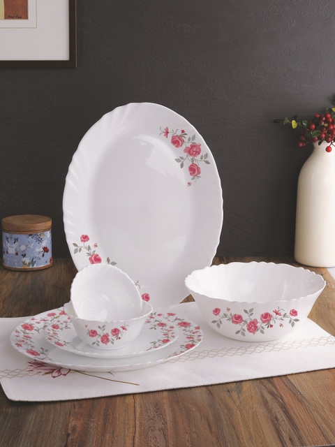 

Cello White & Pink 21-Pieces Printed Ceramic Dinner Set