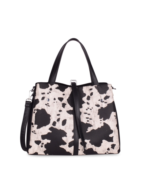 

Bagkok Women Black & Off-White Printed Handheld Bag