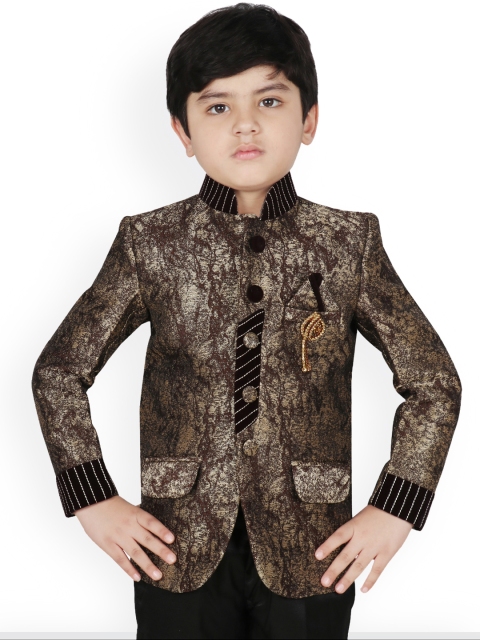 

SG YUVRAJ Boys Brown Self Design Blazer