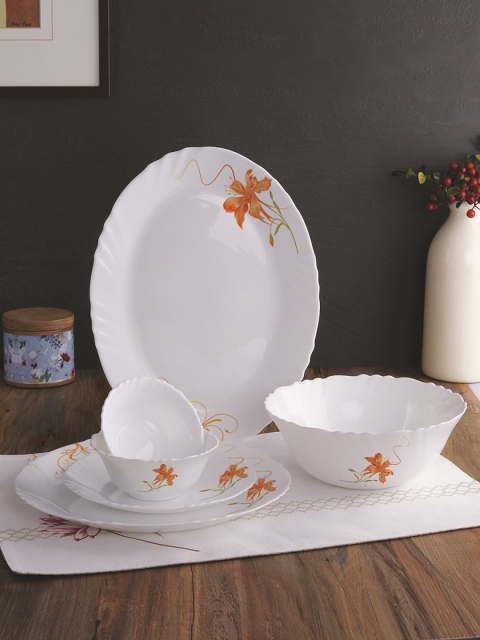 

Cello White & Orange 27-Pieces Printed Ceramic Dinner Set