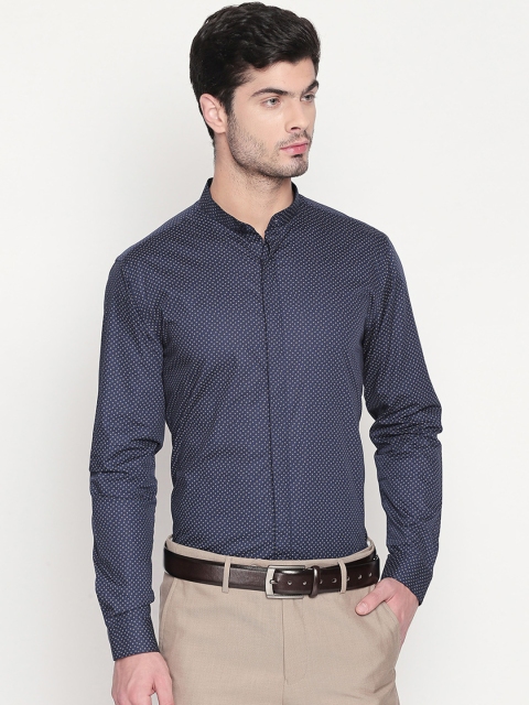 

RICHARD PARKER by Pantaloons Men Navy Blue Slim Fit Printed Party Shirt