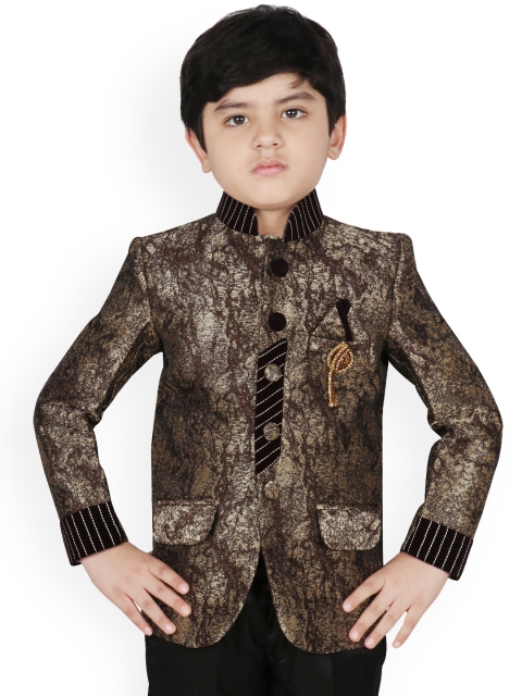

SG YUVRAJ Boys Brown Self Design Blazer