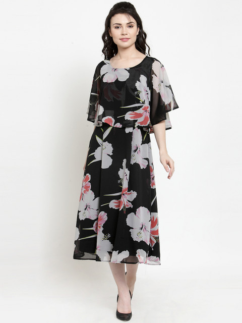 

Just Wow Women Black & White Floral A-Line Dress