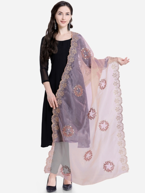 

Satrani Women Brown & Gold-Toned Embroidered Dupatta