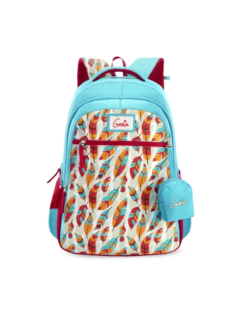 

Genie Girls Blue Printed 17 inches Medium Backpack with Zip Pouch