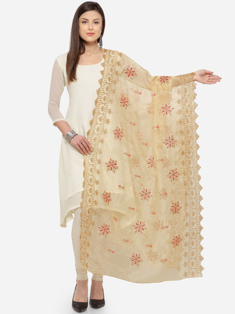 

Satrani Women Beige & Pink Embroidered Dupatta