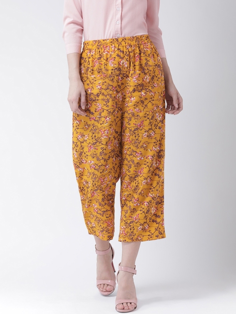 

The Vanca Women Yellow & Brown Regular Fit Printed Parallel Trousers