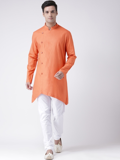 

DEYANN Men Orange Solid Straight Kurta