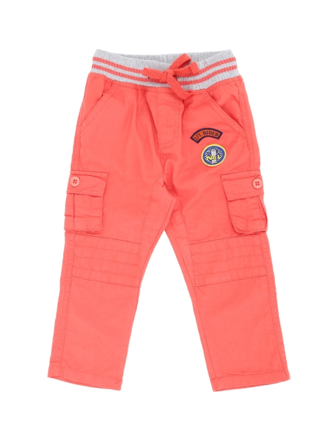 

Chirpie Pie by Pantaloons Boys Coral Orange Regular Fit Solid Cargos