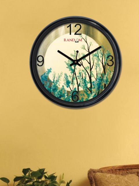 

RANDOM Tan & Turquoise Blue Round Printed Analogue Wall Clock