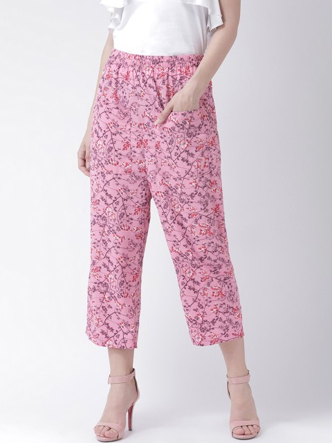 

The Vanca Women Pink Regular Fit Printed Regular Trousers