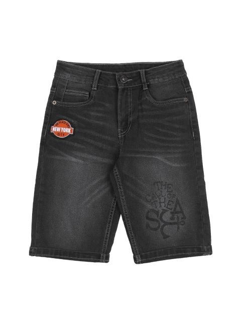 

Pantaloons Junior Boys Black Washed Regular Fit Denim Shorts