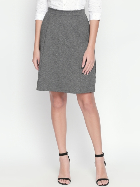 

Annabelle by Pantaloons Women Grey Solid A-Line Knee-Length Skirt