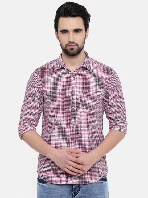 

IMYOUNG Men Red & Navy Blue Slim Fit Printed Casual Shirt